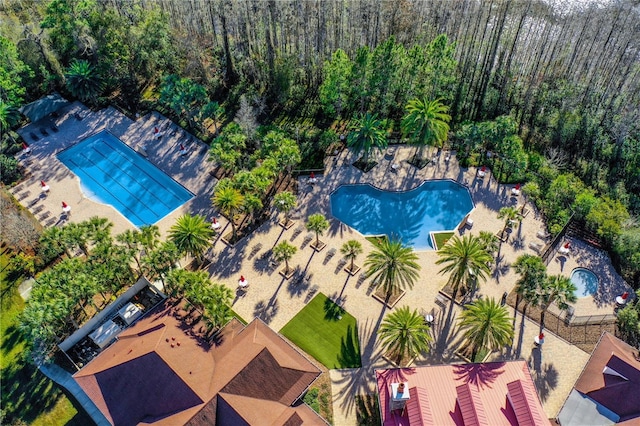 19123 Sunset Bay Dr, Land O Lakes, FL 34638 - drone / aerial view with a forest view