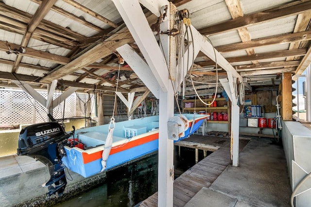 view of dock featuring boat lift