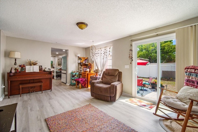5050 68th Way N, Saint Petersburg, FL 33709 - living area with a textured ceiling, baseboards, and light wood-style floors