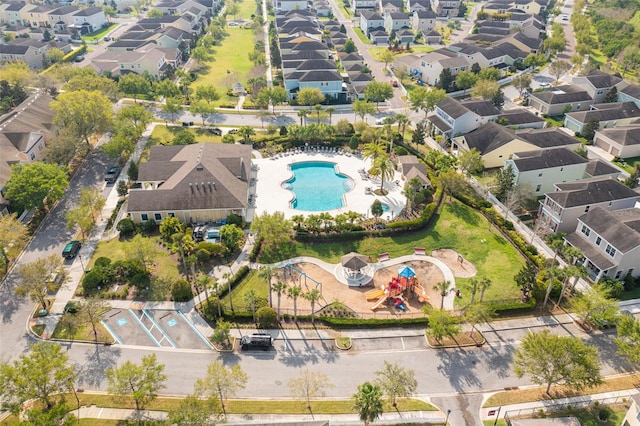 drone / aerial view with a residential view