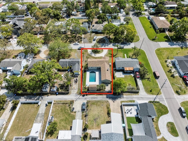 drone / aerial view with a residential view