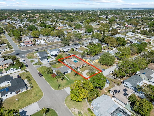 bird's eye view with a residential view