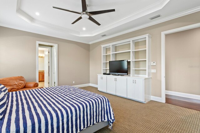 47 Martinique Ave, Tampa, FL 33606 - bedroom with a tray ceiling, baseboards, visible vents, and ornamental molding