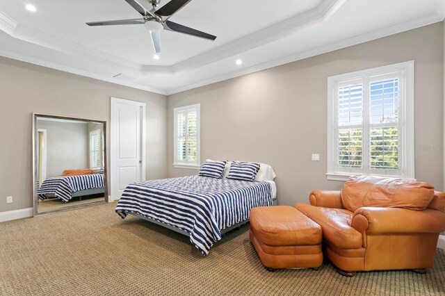 47 Martinique Ave, Tampa, FL 33606 - bedroom with crown molding, multiple windows, carpet, and a raised ceiling