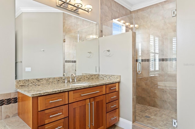 47 Martinique Ave, Tampa, FL 33606 - full bath featuring vanity, crown molding, and a shower stall