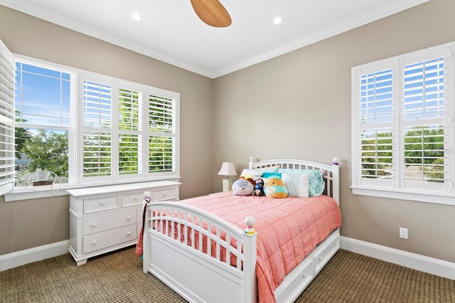47 Martinique Ave, Tampa, FL 33606 - bedroom with baseboards, recessed lighting, crown molding, and carpet flooring