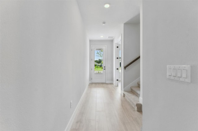 11884 Richmond Trl, Parrish, FL 34219 - corridor featuring stairway, light wood finished floors, and recessed lighting