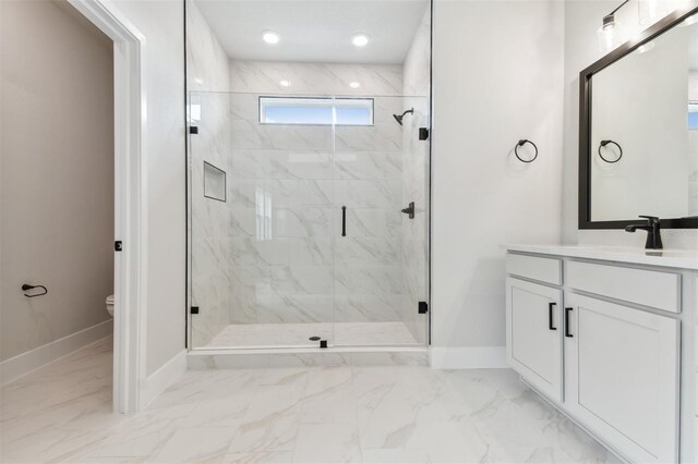 11884 Richmond Trl, Parrish, FL 34219 - full bath with marble look tiles, a marble finish shower, and vanity