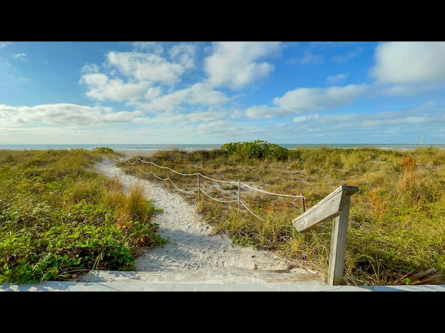 view of road with a water view