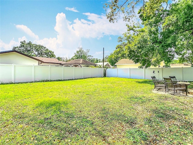 view of yard featuring a fenced backyard
