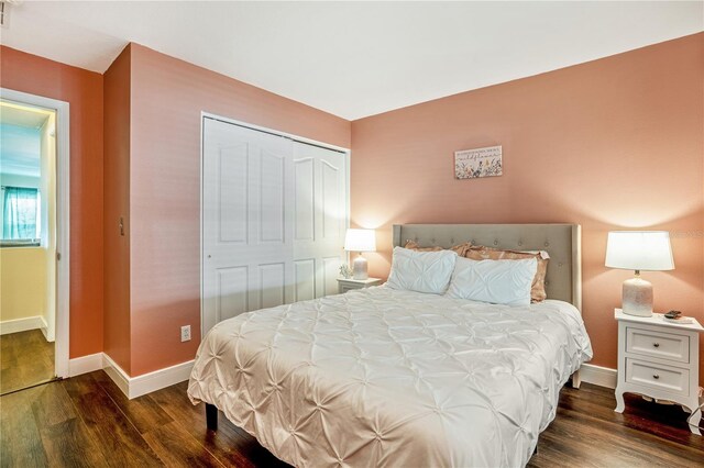 16755 Sunrise Vista Dr, Clermont, FL 34714 - bedroom with baseboards, wood finished floors, and a closet