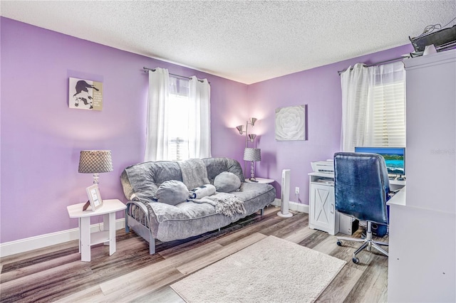 16755 Sunrise Vista Dr, Clermont, FL 34714 - office area with baseboards, wood finished floors, and a textured ceiling