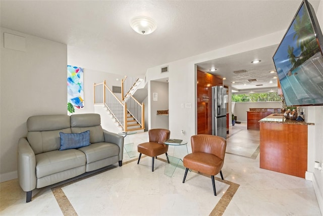 4522 W N B St, Tampa, FL 33609 - sitting room with baseboards, recessed lighting, visible vents, and stairway