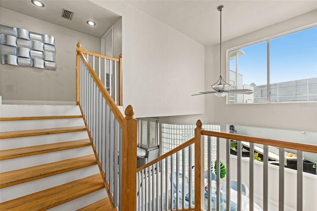 4522 W N B St, Tampa, FL 33609 - stairway with recessed lighting, ceiling fan, and visible vents