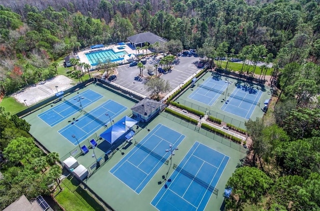 aerial view featuring a view of trees