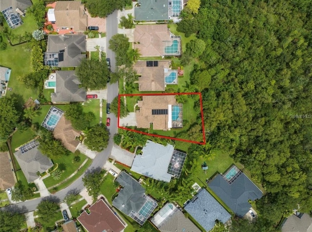 bird's eye view with a residential view