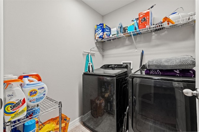 12856 French Market Dr, Riverview, FL 33579 - laundry area with independent washer and dryer, baseboards, laundry area, and wood finished floors