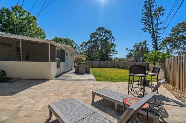 view of patio / terrace with a fenced backyard and outdoor dining space