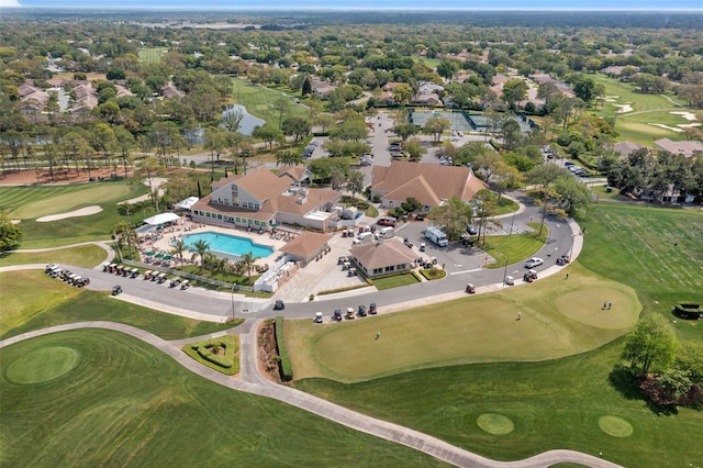 drone / aerial view with golf course view