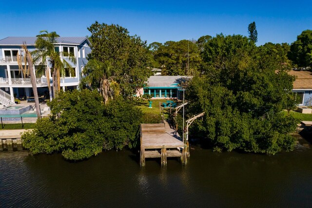 dock area featuring a water view