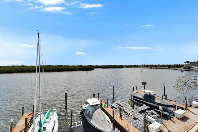 dock area featuring a water view