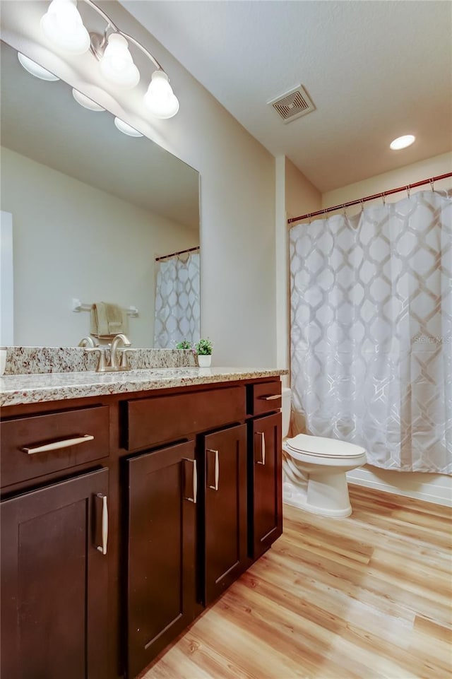13217 Canopy Creek Dr, Tampa, FL 33625 - full bath featuring wood finished floors, vanity, toilet, and a shower with curtain