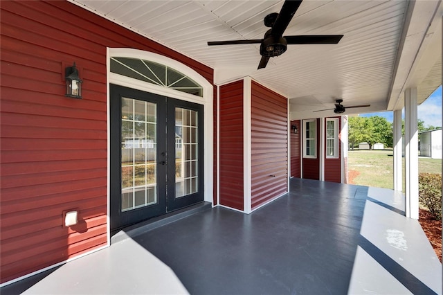 14807 Capps Estates Ln, Wimauma, FL 33598 - view of patio / terrace with french doors and a ceiling fan