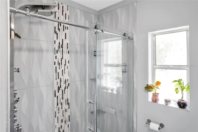 bathroom featuring a shower stall