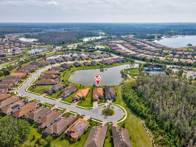 11248 Juglans Dr, Odessa, FL 33556 - bird's eye view with a water view and a residential view