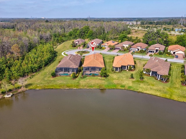 11248 Juglans Dr, Odessa, FL 33556 - bird's eye view featuring a water view and a forest view