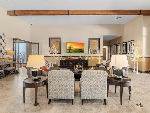 11248 Juglans Dr, Odessa, FL 33556 - dining space with beamed ceiling and visible vents