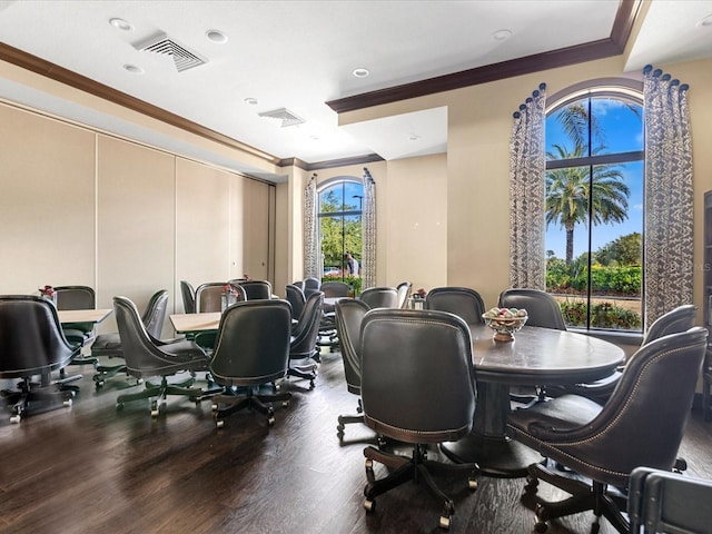 11248 Juglans Dr, Odessa, FL 33556 - office space with visible vents, ornamental molding, and wood finished floors