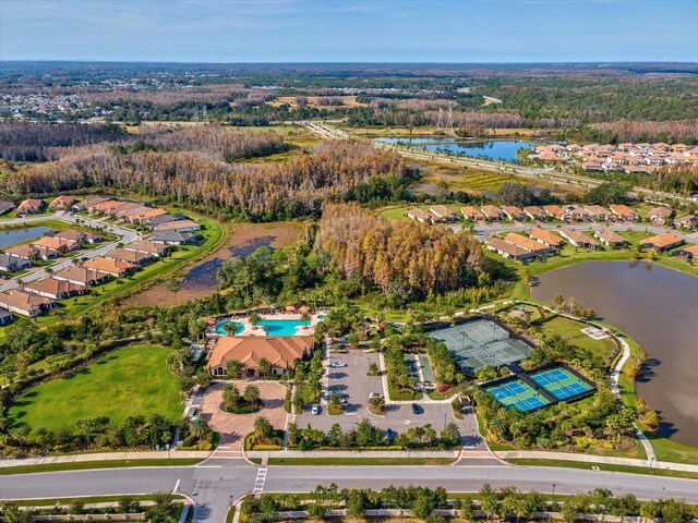 11248 Juglans Dr, Odessa, FL 33556 - aerial view featuring a water view and a residential view
