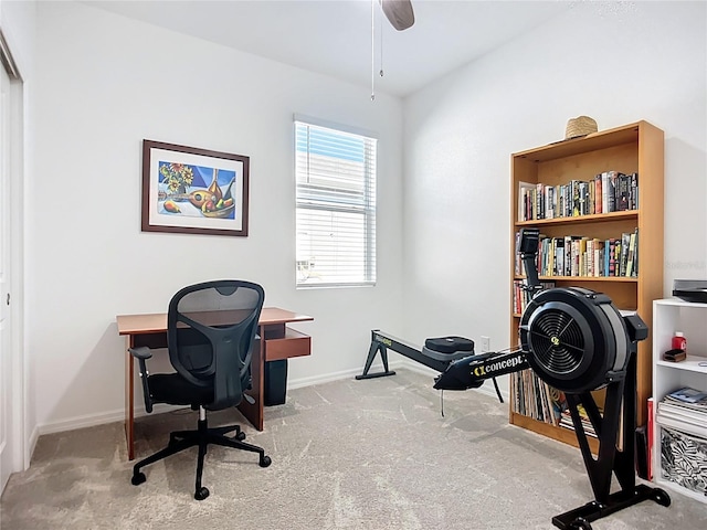 5415 Los Robles Ct, Palmetto, FL 34221 - home office featuring carpet floors and a ceiling fan