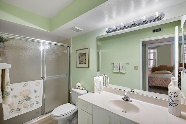 6021 Bahia Del Mar Cir Unit 137, Saint Petersburg, FL 33715 - full bath featuring a shower stall, visible vents, toilet, and ensuite bathroom