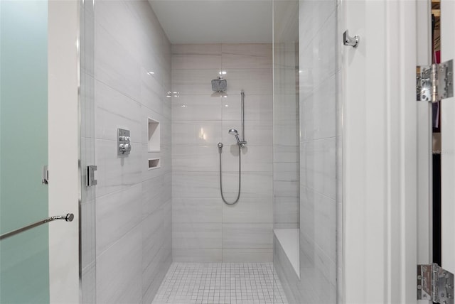 bathroom featuring a stall shower