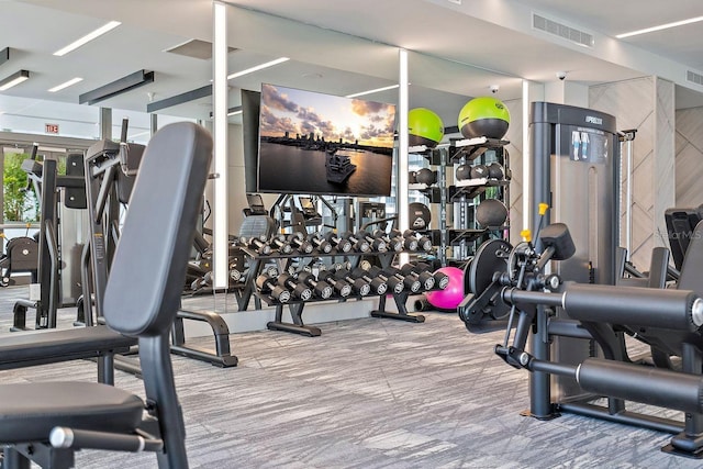 gym with visible vents
