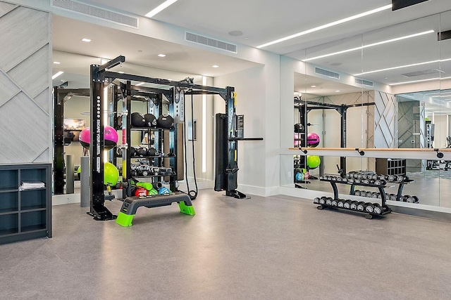 gym featuring visible vents
