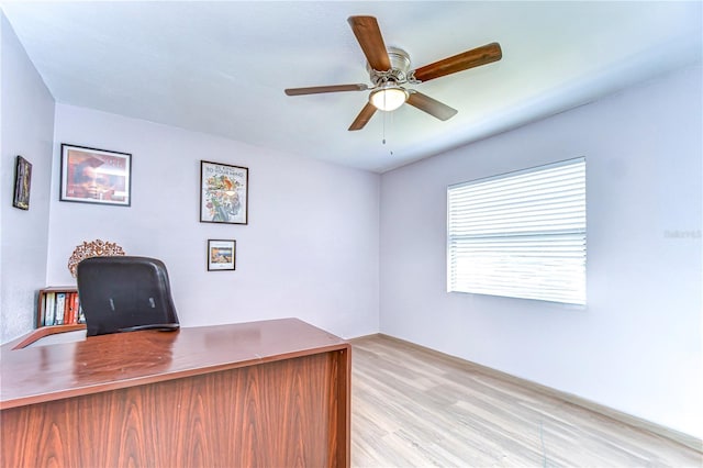 4110 Summerdale Dr, Tampa, FL 33624 - unfurnished office featuring light wood-style flooring and a ceiling fan
