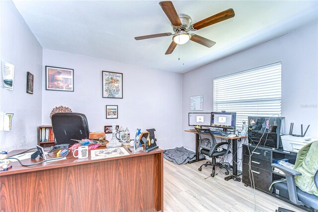 4110 Summerdale Dr, Tampa, FL 33624 - office space featuring wood finished floors and a ceiling fan