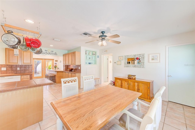 700 16th St NW, Largo, FL 33770 - dining space with a ceiling fan, visible vents, recessed lighting, and light tile patterned floors