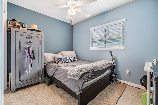 2808 W Lake Ave, Tampa, FL 33607 - bedroom with baseboards, light speckled floor, and ceiling fan