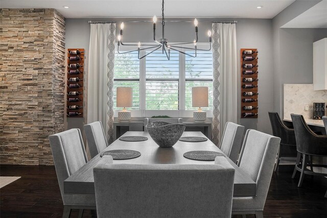 2511 N Grady Ave Unit 82, Tampa, FL 33607 - dining space with a chandelier, dark wood-style flooring, and recessed lighting