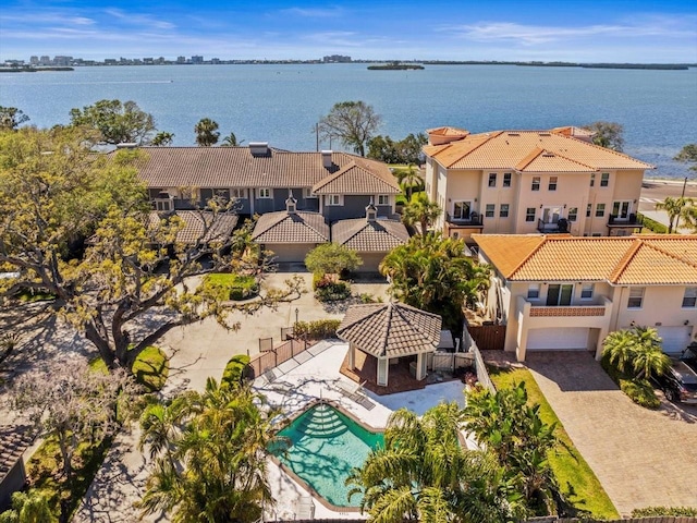 2087 Edgewater Dr Unit C, Clearwater, FL 33755 - aerial view of property and surrounding area featuring a pool area and a large body of water