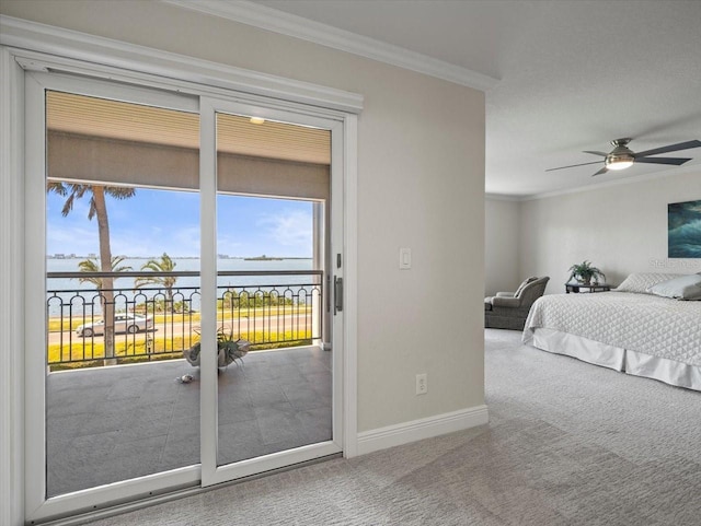 2087 Edgewater Dr Unit C, Clearwater, FL 33755 - bedroom with carpet flooring, crown molding, and access to outside