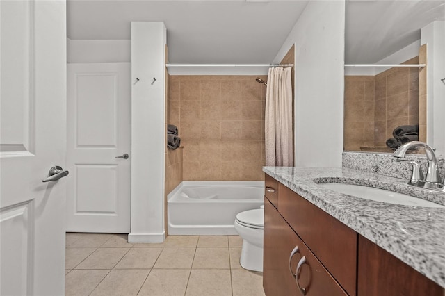 777 N Ashley Dr Unit 2807, Tampa, FL 33602 - full bathroom featuring shower / tub combo with curtain, toilet, tile patterned flooring, and vanity