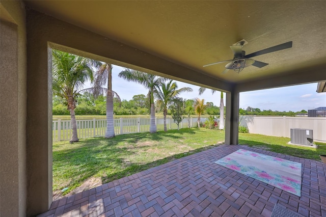 1612 Cabbage Key Dr, Ruskin, FL 33570 - view of patio / terrace with ceiling fan and central AC unit