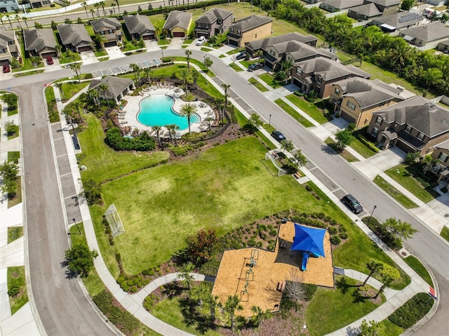 1612 Cabbage Key Dr, Ruskin, FL 33570 - aerial perspective of suburban area featuring a pool