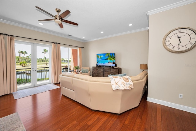47 W Morgan St, Tarpon Springs, FL 34689 - living room featuring baseboards, a ceiling fan, recessed lighting, and wood finished floors