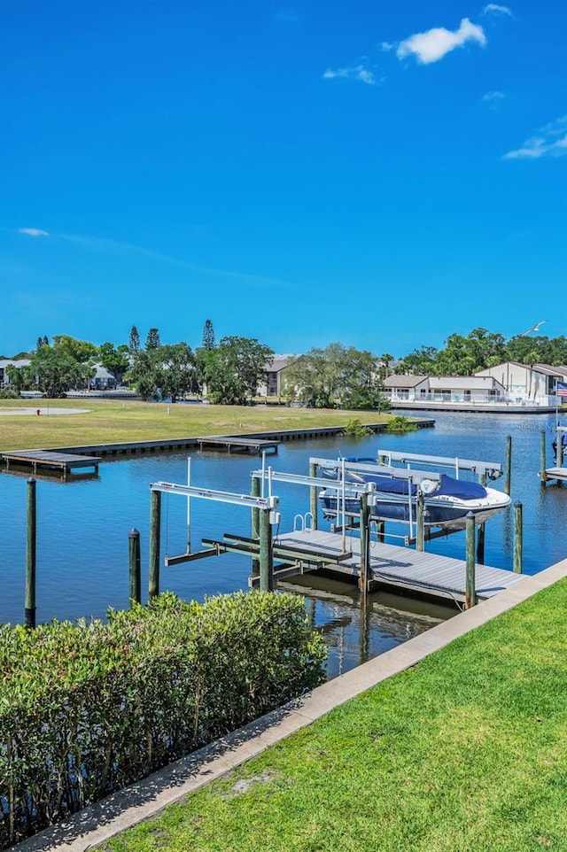 47 W Morgan St, Tarpon Springs, FL 34689 - dock area with a lawn, boat lift, and a water view